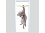 Adesivo Per Porta In Tessuto Gattino Su Corda 217PD