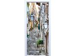 Adesivo Per Porta In Tessuto, Scale, Strada Con Lanterne, 702PD