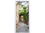 Adesivo Per Porta In Tessuto Fiori Di Strada Su Una Vecchia Strada 530PD