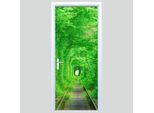 Adesivo Per Porta In Tessuto Vecchie Tracce Nella Foresta 351PD