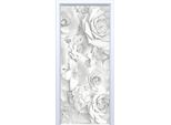 Adesivo Per Porta In Tessuto Fiori Bianchi 791PD