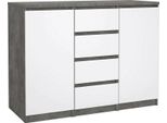 Dmora Credenza Angelika 50X120.8X90.7H Cm Bianco Lucido, 4 Cassetti 4 Vani