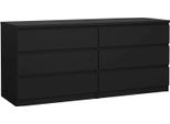 Dmora Credenza Abacadabra 50X153.8X70.1H Cm Nero, 6 Cassetti Apertura Scorrevole