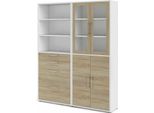 Dmora Credenza Embabane 40X178X221.5H Cm Bianco, 4 Cassetti 4 Ante