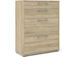 Dmora Credenza Anghiari 40X89X113H Cm Marrone Quercia, 4 Cassetti Apertura Scorrevole
