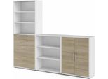 Dmora Credenza Acceglio 40X267X221.5H Cm Bianco, 4 Cassetti 9 Vani