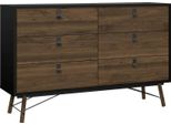 Dmora Credenza Anturio 40.1X150.3X94.8H Cm Nero, 6 Cassetti Apertura Scorrevole