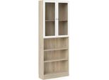 Dmora Libreria Chedeng 28.3X79X203.2H Cm Marrone, 2 Ante 3 Ripiani