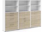 Dmora Credenza Vinovo 40X267X185.5H Cm Bianco, Apertura Battente E Scorrevole 2 Ante