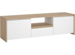 Dmora Mobile Porta Tv Ambivere 48.1X178.6X51.8H Cm Bianco Lucido, Apertura Battente 5 Vani