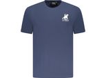 T-Shirt Blu A Maniche Corte Da Uomo Con Stampa E Scollo Rotondo