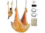 Yoga Air Swing Hammock Set 5 X 2,8 M - Golden Aerial Yoga Swing Float - Amaca Yoga Swing 1000 Kg Max. Capacità Di Carico - Incl. Calze Da Yoga E Moschettone In Acciaio - Esercizi Antigravitazionali.