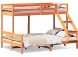 Letto A Castello 80X200/140X200 Cm In Legno Di Pino Massiccio Marrone Cera