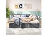 Cdglobal Daybed 90X200Cm Divano Letto Con Base Estraibile E Rete A Doghe Divano Letto Letto Imbottito Letto Per Bambini Lino, Grigio