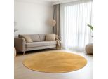 Tappeto Oro Con Pelliccia Di Coniglio Morbida E Vellutata Dimensioni - 140 Cm Rotondo