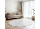 Tappeto Bianco In Morbida E Vellutata Pelliccia Di Coniglio Con Una Morbida Lucentezza Dimensioni - 160 Cm Rotondo