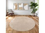 Tappeto Beige Morbido E Accogliente, Stile Senza Tempo, Facile Da Pulire E Moderno - 200 Cm Rotondo