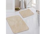 Tappeto Beige Accogliente Morbido Stile Senza Tempo Facile Da Curare Moderno Dimensioni - 50X60Cm + 60X100 Cm