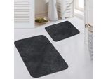 Tappeto Moderno Antracite Morbido E Vellutato Di Facile Manutenzione Per Un Soggiorno Elegante Dimensioni - 50X60Cm + 60X100 Cm