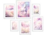 Set Di 6 Poster Per Bambini Galleria Cavallo Citazione Rosa 100X100