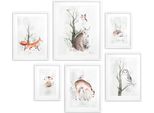 Poster Per Bambini Set Di 6 Animali Della Foresta Acquerellabili 100X100