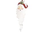 Clayre & Eef Decorazione Da Parete Babbo Natale 30X10X79 Cm Bianco Rosso Metallo