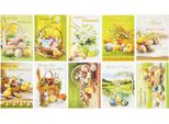 Cartoline Di Pasqua Con Motivi Di Glitter, Cestino E Uova Di Pasqua - Set Di 10