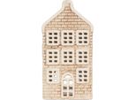 Clayre & Eef Portacandele House 9X10X19 Cm In Vetroceramica Beige