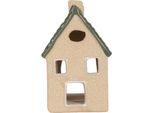 Clayre & Eef Portacandele House 8X11X14 Cm In Vetroceramica Beige