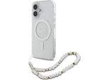 Guess Guhmp16Mhgcrelst Iphone 16 Plus6.7 PrzeźRoczysty/Transparent Hardcase Iml Glitter Con Cinturino Perla Magsafe