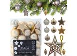 Baubles Natalizi In Plastica Infrangibile - Set Di 40 Baubles In Crema Con Effetto Mica