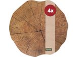 Set Di 4 Tovagliette Lavabili In Legno A Forma Di Tronco D'albero, Rotonde