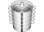 Vaporiera In Acciaio Inox, Cottura Versatile, Design Salvaspazio, Argento
