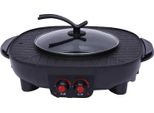 Grill Elettrico E Pentola Calda, Potenza 2000W, Superficie Antiaderente, Nero
