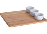 Excellent Houseware Set Da Sushi 4 Pezzi, Bambù/Porcellana, 28X24 Cm, Marrone/Bianco