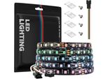 Striscia Led WS2811 Rgb Ic 5 M 108 Led/M Luce Ad Alta Densità DC24 V Larghezza 8 Mm Dimmerabile Colore Sogno IP65 Impermeabile Fcb Interno Nero