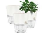 Muzhira Vaso Da Fiori In Plastica, 3 Pezzi 23,5 Cm Vaso Per Erbe Con Auto-Irrigazione E Serbatoio D'acqua, Vaso Moderno Per Piante Da Interno, Fiori