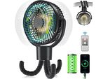 Ventilatore Oscillante A 360° Con Telecomando, Mini Ventilatore Da Tavolo Ricaricabile Da 10000Mah A 4 Stadi, Ventilatore Usb Da Campeggio Portatile Silenzioso Con Luce Led,