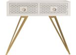 Consolle Mayfair 100X35X80 Cm In Ferro Design Glamour Hollywood Regency Gambe Oro Cassetti Caramello Italy Senza Scomparti