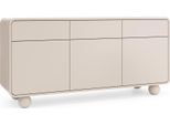 Credenza In Cashmere Con Tre Armadi E Tre Cassetti - Design Moderno, Gambe Sferiche, 160 X 75 X 39 Cm