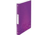 Leitz Raccoglitore Ad Anelli Wow, Din A4, Pp, Viola, 4 Anelli