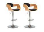 Sgabello Da Bar 2 Pezzi In Legno Curvato Nero E Similcuoio