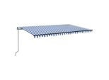 Vidaxl Tenda Automatica Con Led E Sensore Vento 500X300 Blu E Bianco