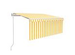 Vidaxl Tenda Automatica A Rullo Con Sensore Di Vento Led 3X2,5 M Giallo Bianco