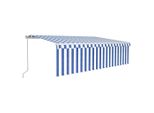 Tenda A Scomparsa Manuale Con Tenda A Rullo 5X3 M Blu E Bianco