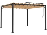 Pergola Con Tetto A Lamelle 3X3 M Tessuto Grigio E Alluminio