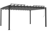 Pergola Con Tetto A Lamelle 3X4 M In Tessuto Antracite E Alluminio