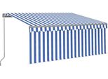 Vidaxl Tenda Da Sole Manuale A Scomparsa Con Tenda A Rullo E Led 3,5X2,5 M Blu Bianco