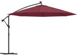 Vidaxl Ombrellone A Semaforo Con Illuminazione A Led Palo In Acciaio Rosso Bordeaux 350 Cm