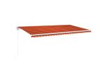 Vidaxl Tenda Automatica Con Led E Sensore Vento 600X300 Arancio/Marrone
